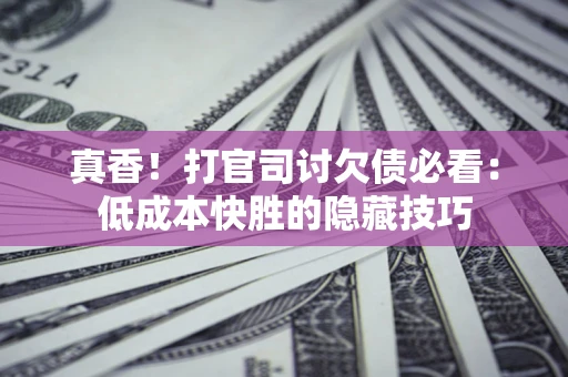 武汉真香！打官司讨欠债必看：低成本快胜的隐藏技巧